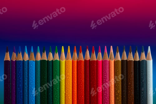 Preview: View Of Different Colored Crayons On Colored Background