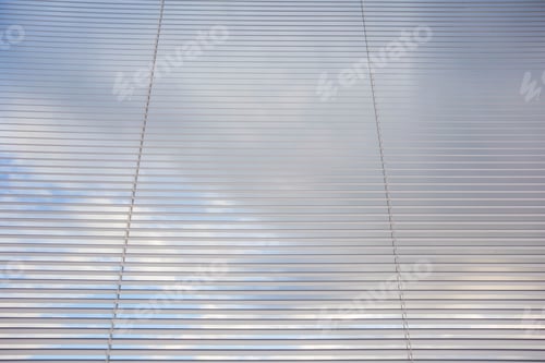 Preview: Venetian Blinds, Close Up Image As Background Texture, Window Decoration Clean With Blue Sky