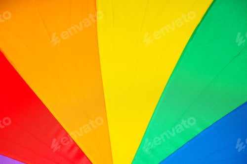Preview: Details Of A Rainbow Coloured Umbrella.