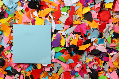 Preview: Blank Sticker With Place For Text On Background Of Torn Colored Paper