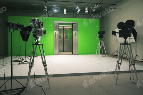 Preview: Doors Decoration For Movie Filming With Vintage Cameras 3D Render