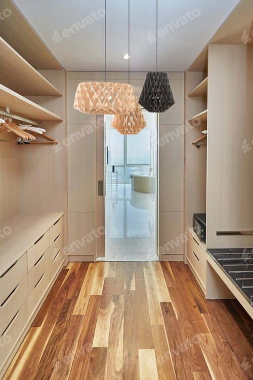 Preview: Interior View of Elegant Modern Walk-in Closet