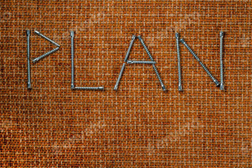Preview: Word: "Plan", Written With Screws On The Background Of The Texture Material