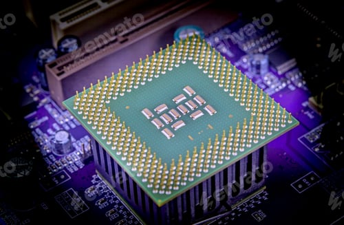 Preview: Macro View Of Cpu Pins And Circuit Mother Board