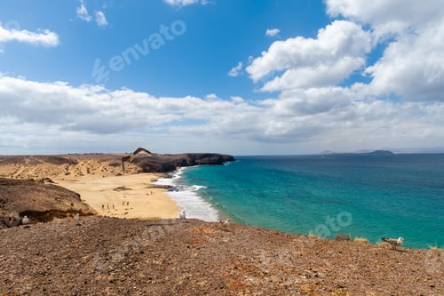 Preview: Panorama Of Beautiful Beach And Tropical Sea Of Lanzarote. Canaries