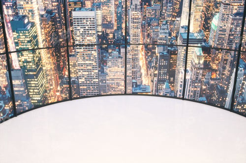 Preview: Empty Room With Beautiful City View At Evening 3D Render