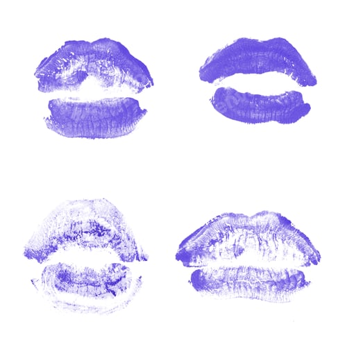 Preview: Female Lips Lipstick Kiss Print Set For Valentine Day And Love Collection Isolated On White