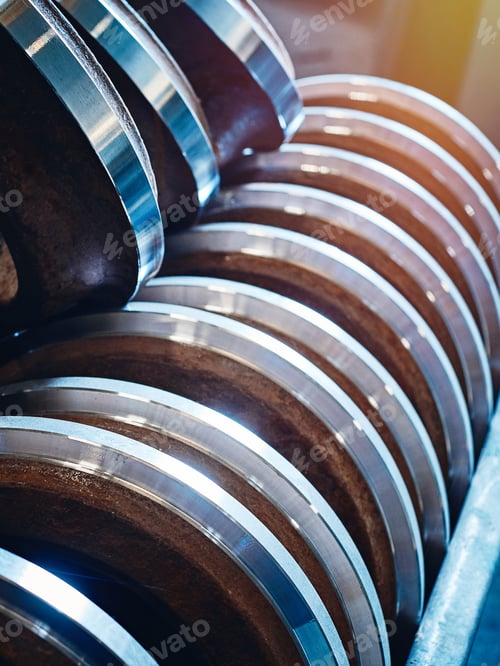 Preview: Closeup Of Round Steel Billets For The Manufacture Of Valves For The Gas And Oil Industry In A