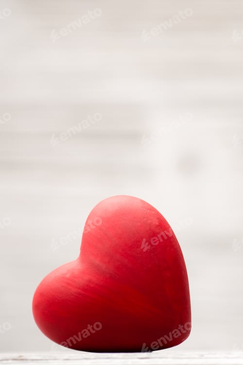 Preview: Red Heart On The Wooden Background.