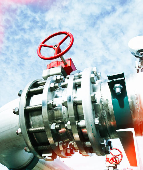 Preview: Industrial Zone, Steel Pipelines And Valves Against Blue Sky