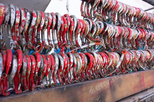 Preview: Close Up Of Big Hooks For Deep Sea Fishing.