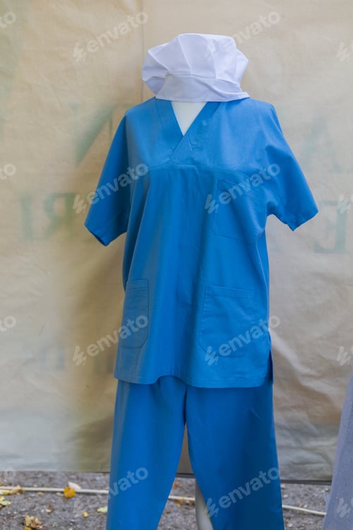 Preview: A Classic Typical Chef'S Workwear Suit On A Mannequin. Background With Copy Space For Inscription