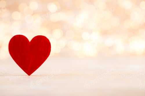 Preview: Red Heart, Valentine Day Greeting Card. Bokeh Background.