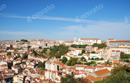Preview: Beautiful Cityscape View Of The Capital Of Portugal, Lisbon (Sky Background)