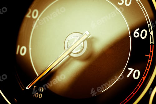 Preview: Detail Of A Tachometer In A Car