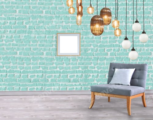 Preview: Modern Interior with Brick Wall and Contemporary Lighting