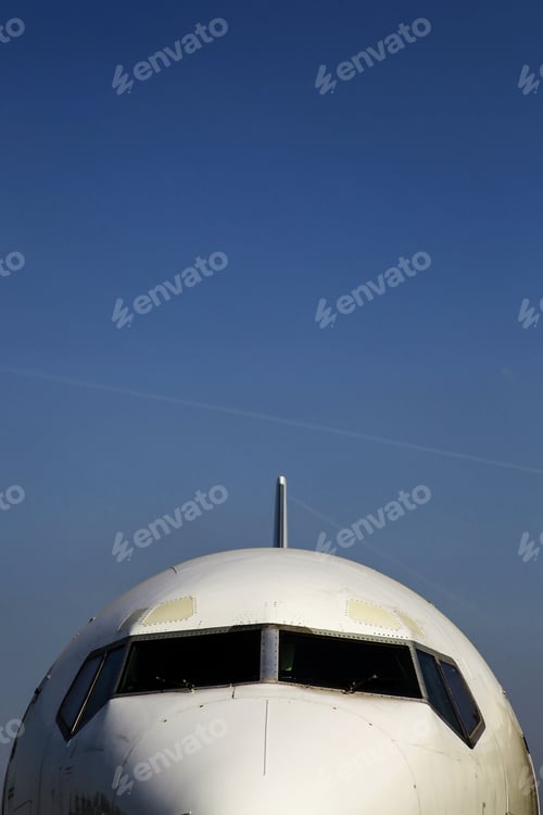 Preview: Color Detail With The Front Side Of A Passenger Airplane.
