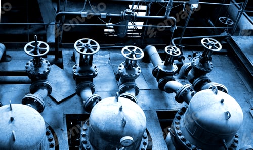 Preview: Industrial Zone, Steel Pipelines In Blue Tones