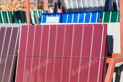 Preview: Shields Of Metal Corrugated Board. Abstract Universal Background Of Common Building Material