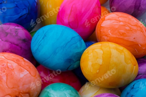 Preview: Bright, Colorful Easter Eggs In Isolated On White.