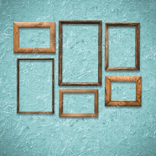 Preview: Old Wooden Frames On Old Blue Wall