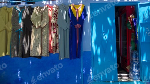 Preview: Souvenirs Stall In A Street Of Chefchaouen, Famous Blue Village Of Morocco