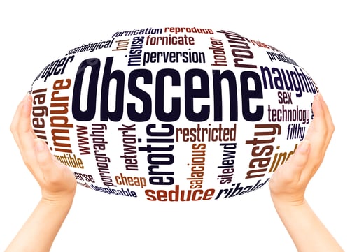 Preview: Obscene Word Cloud Hand Sphere Concept On White Background.