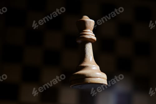 Preview: Chess White Queenand Chessboard, Copy Space Background. Competition And Game Study, Concept