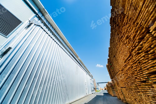 Preview: Lumber Ready For Loading Into A Dry Kiln. Wood Drying In Containers. Industrial Concept