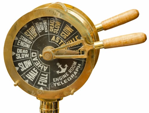 Preview: Vintage Engine Room Telegraph Isolated On White Background