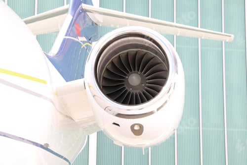 Preview: Engine Of A White Business Jet On Ground