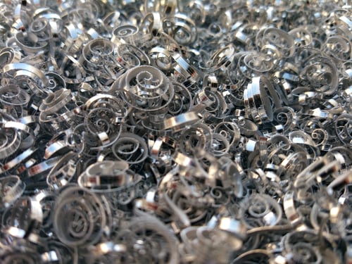 Preview: Aluminum Shavings, Metal Scrap From Machining For Recycling From Metal Machining.