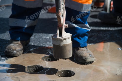 Preview: Checking The Quality Of Road Asphalt. Using A Special Tool, Samples Are Taken To Measure The