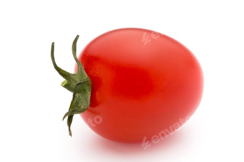 Preview: Cherry Tomatoes. Three Cherry Tomatoes On A White Background.