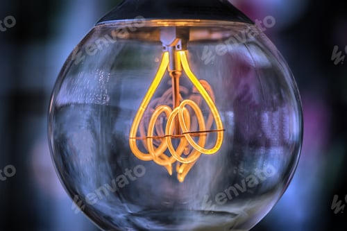 Preview: Close up of glowing decorative filament bulb