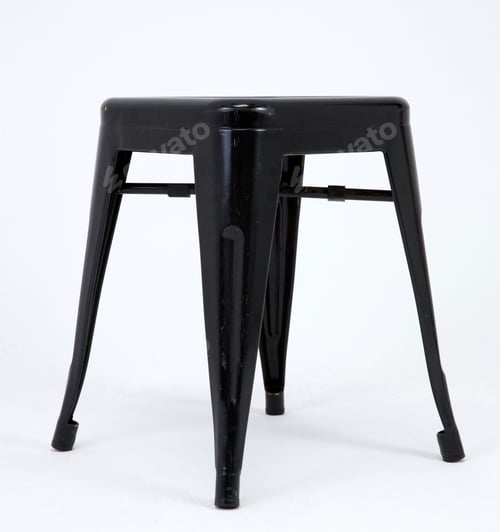 Preview: Metal Stool In Black Color By Side On The White Isolated Background