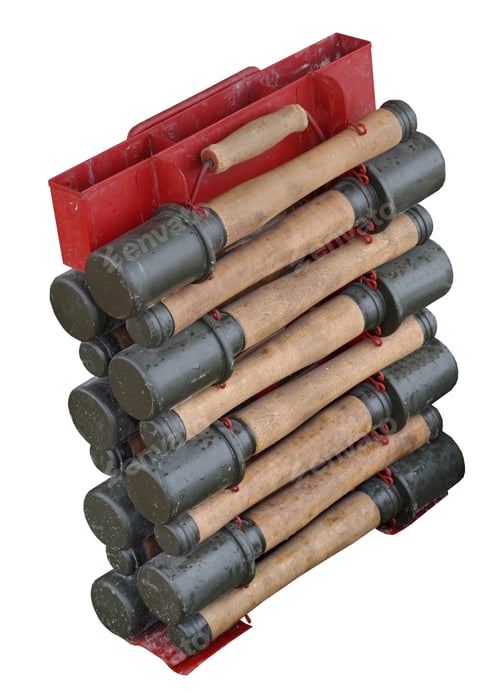 Preview: Weapon Army, Wwii Old Hand Grenades On White Background