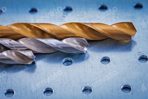 Preview: Sharp Spiral Bits On Perforated Metallic Background Construction Concept.