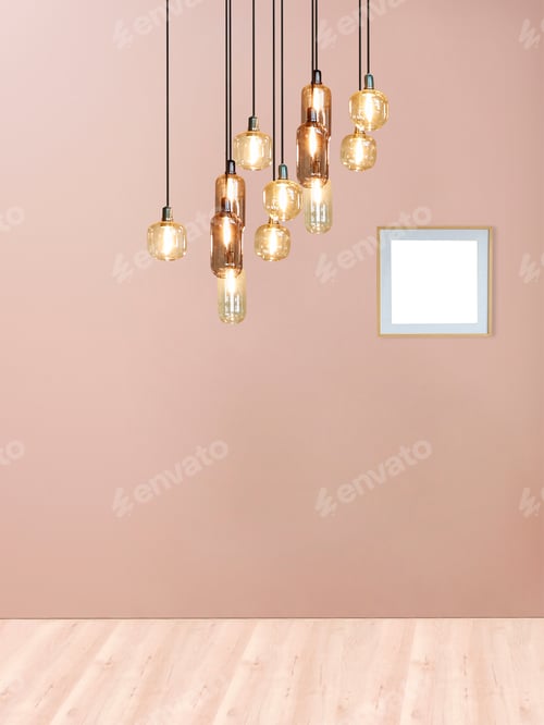 Preview: Glowing Light Bulbs and Empty Picture Frame