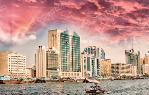Preview: Dubai Creek At Dusk, Uae.