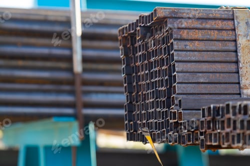 Preview: Metal Base Universal Background. Store Product Warehouse. Steel Tubes