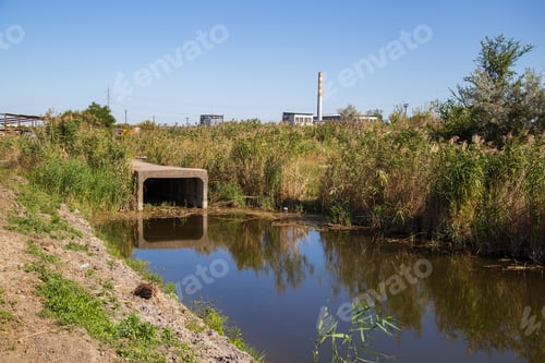 Preview: Drainage Channel For Rainwater On The Outskirts Of The City. Background
