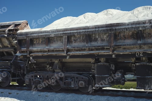 Preview: Railway Dump-Car Charged Crushed Stone Close-Up.