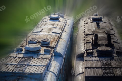 Preview: Abstract Representation Of The Collision Of Locomotives, Motion Blur And Vignetting As An Artistic