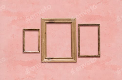 Preview: Old Wooden Frames On Pink Wall