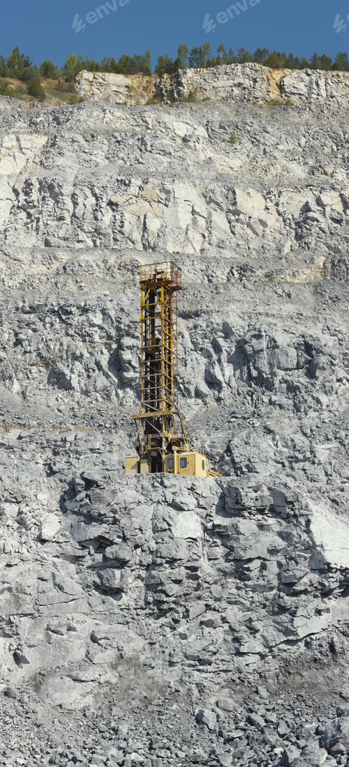 Preview: Quarry Drilling Machine In The Quarry. Mining Industry. Quarry Equipment. Vertical Panorama.
