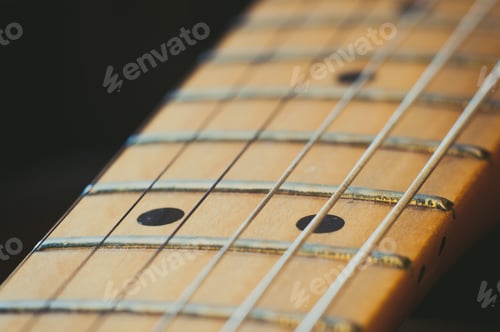 Preview: Electric Guitar Neck Detail With Light Effect, Couple Of Markers Point Selective Focus