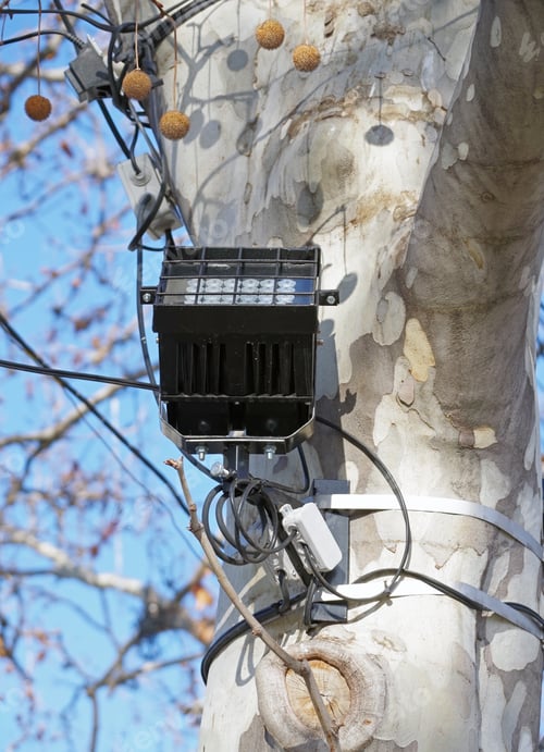 Preview: Close Up Outdoor Led Lamp On The Tree
