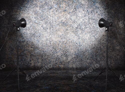 Preview: Photo Studio In Old Grunge Room With Concrete Wall, Urban Background