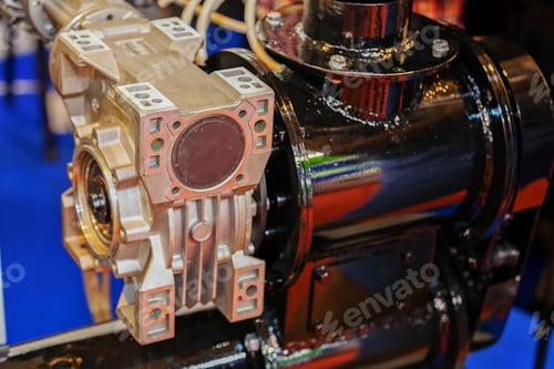 Preview: Gearbox On Large Electric Motor At Industrial Equipment Plant
